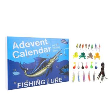 Imagem de AUNMAS Calendário do Advento da Pesca 2025, Kit de Iscas de Pesca, Calendário de Contagem Regressiva de Natal Divertido de 24 Dias, Presentes para Meninos