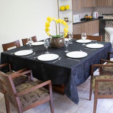 Imagem de Toalha de Mesa Jacquard Quadrada 8 Lugares 220cm x 220cm Toalha Decorativa para Sala de Jantar Toalha de Mesa Elegante para Decoração (Preto)