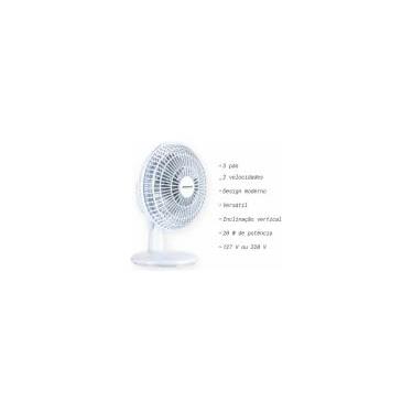 Imagem de Mini Turbo Ventilador de Mesa 20cm, 127V, Potente (Branco e Prata)