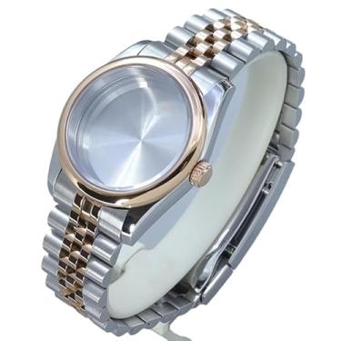 Imagem de FEIYASHI Caixa de relógio luxuosa em ouro rosa de 36/39 mm com vidro de safira para movimento NH35 NH34 NH36 Miyota8215 8205, Tampa inferior sólida 2, 39mm+Miyota8215 8205 Movement, Caixa de relógio