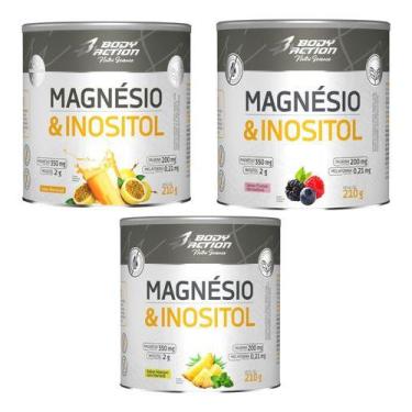 Imagem de Kit 3x Magnesio Inositol 3 Sabores 210g Bodyaction Original