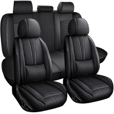 Imagem de VIUDMEK Conjunto completo de capas de assento de carro para carros SUV Pick-up Truck Capas de assento de couro impermeáveis assentos dianteiros e protetores de assento traseiro de carro capa de