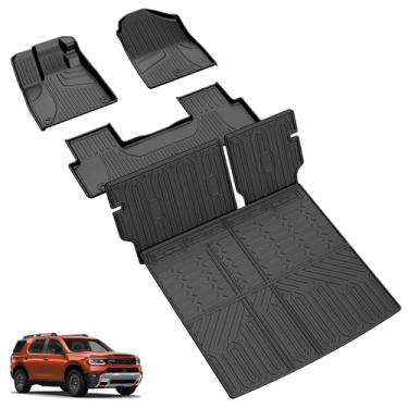 Imagem de Tapetes de chão aptos para Honda Passport 2026 Upgrade Tapete de porta-malas com tapete de encosto - AOMSAZTO All Weather Custom Fit 2026 Passport Floor Liners forro de carga conjunto completo tapetes