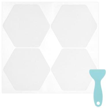 Imagem de S&X Adesivos antiderrapantes para banheira pacote com 24 (transparentes) | Lixa hexagonal com acabamento liso de 6 cm texturizada | Decalques antiderrapantes para piso de chuveiro para azulejo e