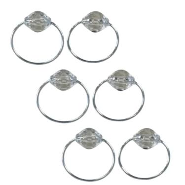 Imagem de Kit de 6 Anéis para Guardanapos com Pedra Cristalina Argola Dourada ou Prata 4 x 3 cm (6 Pçs Cristalino/Prata)