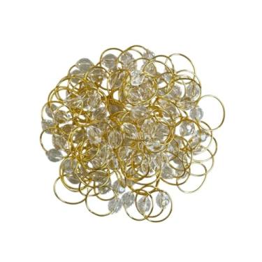 Imagem de Kit de 100 Anéis para Guardanapos com Pedra Cristalina Argola Dourada ou Prata 4 x 3 cm (100 Pçs Cristalino/Dourado)