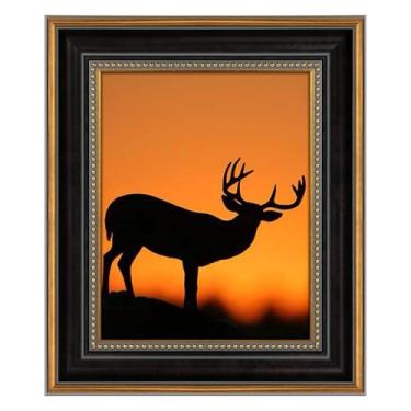 Imagem de AUEAR, Porta-retrato 20 x 25 cm para foto sem tapete, estilo vintage, suporte de parede (preto e ouro ornamentado)