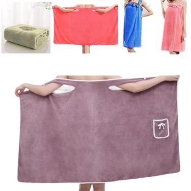 Imagem de Toalha Roupão Feminino Super Absorvente, Vestível com Alças, Spa e Banho, Microfibra de Secagem Rápida, 130x80cm Cores Sortidas