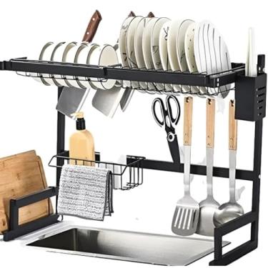 Imagem de Escorredor de Louças Suspenso Sobre a Pia – Organizador de Cozinha em Aço Inoxidável