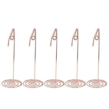 Imagem de Porta-cartões de lugar Suportes para números de mesa em ouro rosa elegante e durável porta-cartões fotográficos multifuncionais para casamento, escritório, decoração de casa,