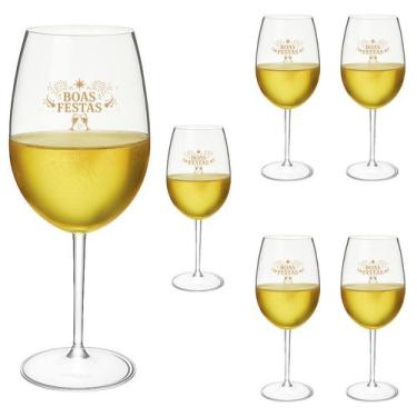 Imagem de Taças Vinho Acrílico 600ml Boas Festas Taça Vinho 6pçs - NEOPLAS, TRAN