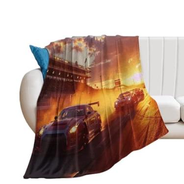 Imagem de HouLaiZhe Cobertor super macio flanela pista de corrida pôr do sol JDM R35 cobertores leves refrescantes para sofá-cama cadeira sofá carro viagem ao ar livre leve quente 127 x 152 cm