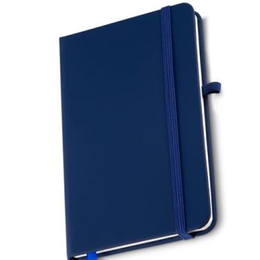 Imagem de Caderno A5 com Capa Dura, 80 Folhas Pautadas, Material Sintético, Suporte para Caneta, Elástico, Miolo Bege (Caderno A5 Azul)