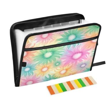 Imagem de Wassud Magritte colorido 13 bolsos organizador de arquivos sanfonado pastas expansíveis com abas e adesivos, tamanho carta A4 papel recibo documento pasta organizador para viagem de escritório