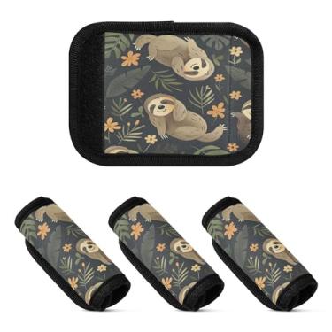 Imagem de Qilmy Cute Sloth Bagagem Handle Wrap Pacote com 2 Identificadores de Bagagem Identificadores de Bagagem Capa para Carrinho de Bebê Mala Mala Avião Acessórios de Viagem 500