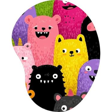 Imagem de Mouse Pad Ergonômico Gota Arte Monstros Coloridos Amigáveis
