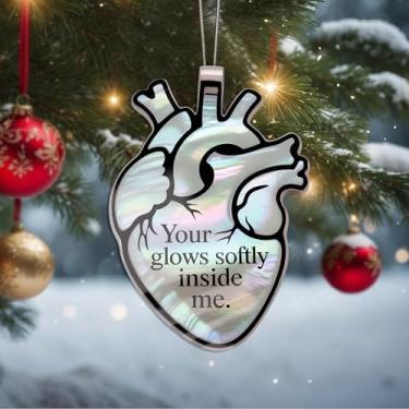 Imagem de Enfeites de Natal para pendurar em cristal de coração, enfeites de árvore de Natal feitos à mão, decoração de carro e casa - presente de Natal, decoração de artesanato em acrílico, ideias de troca de