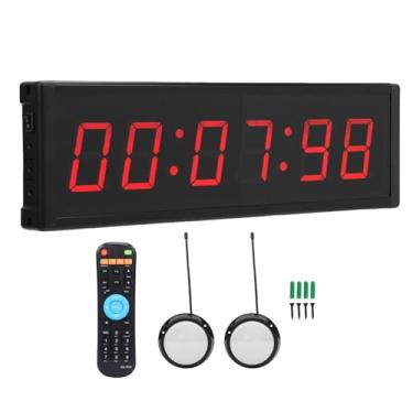 Imagem de aqxreight Temporizador de Corrida LED, Display Vermelho de 6 Dígitos de 2,3 Polegadas Com Controle Remoto de Cronômetro para Eventos de Corrida Contagem Regressiva de Ginástica até 12 24
