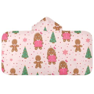 Imagem de Burbuja Toalha de banho com capuz de laço rosa para crianças, toalha de praia de pelúcia macia absorvente para chá de meninas e meninos 3-10 anos, 61 x 127 cm