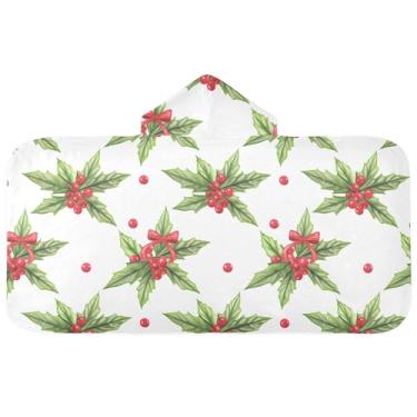 Imagem de Burbuja Toalha de banho com capuz de laço rosa para crianças, toalha de praia de pelúcia macia absorvente para chá de meninas e meninos 3-10 anos, 61 x 127 cm