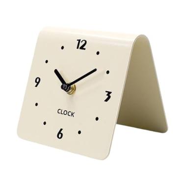 Imagem de XLWLLNJ Relógio de mesa moderno, decorativo e minimalista, ideal para cabeceira de cama, entrada, quarto e decoração de casa, Bege