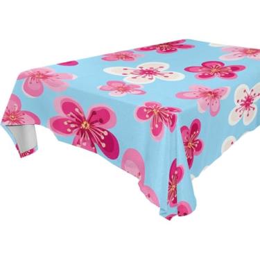 Imagem de Burbuja Toalha de mesa de flores de flor, toalha de mesa quadrada anti-rugas grossa para decoração de jantar, cozinha, festa, 152 x 152 cm