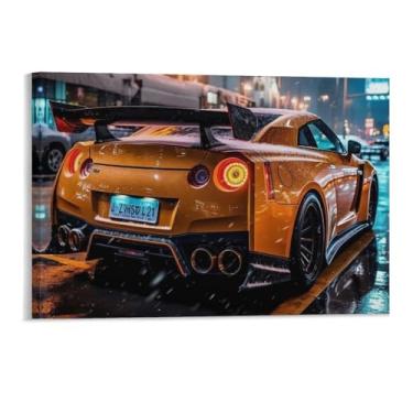 Imagem de HouLaiZhe Neon Nights R35 Sports Roadster Jdm Posters Canvas Wall Estética Sala Decoração de Parede Impressões Galeria Sala Decoração de Parede para Quarto Sala de Estar Escritório 11 x 17 polegadas