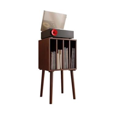 Imagem de Suporte para armazenamento de CDs Armário minimalista para CDs na sala de estar, com porta-objetos em madeira(Walnut colour)