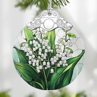 Imagem de Enfeite de vitral de flor de lírio do vale, enfeite de Natal – decoração de árvore de Natal, decoração de férias, material de meia, ideia de presente festivo, presentes para amantes de flores, amante