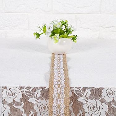 Imagem de GLOGLOW Fita de Serapilheira de Juta Natural Com Estilo Rústico de Renda Branca para Decoração de Casamento e Festa, Material de Artesanato de Arte Durável 5 Cm 2 Polegadas de Largura 2 M de (5)