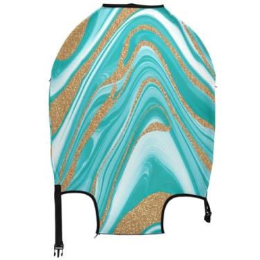 Imagem de Joisal Capa protetora de bagagem fofa abstrata mármore azul aqua bagagem colorida viagem férias essenciais, Mármore abstrato azul-piscina, M, Fits 22-24 Inch Case, Capa de mala