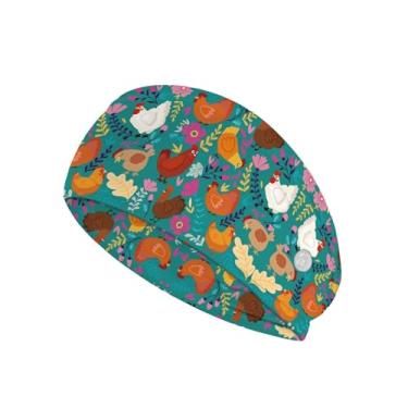 Imagem de Bandanas de ioga masculinas e femininas com botões, elásticas, confortáveis, com flores de galinha, respiráveis para academia esportiva