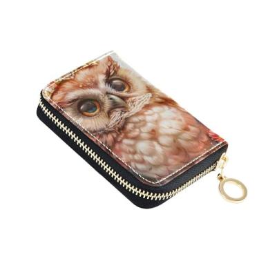 Imagem de Carteira feminina impressa de couro, protetor de cartão de crédito, bloqueio de RFID, linda coruja com estampa de flores, carteira para dinheiro de viagem com bolso para moedas