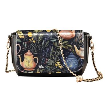 Imagem de Bolsa de ombro preta para chá e limões com bolsos, bolsas transversais femininas, bolsa de couro para mulheres a tiracolo, Chá e limão em preto-4, One Size