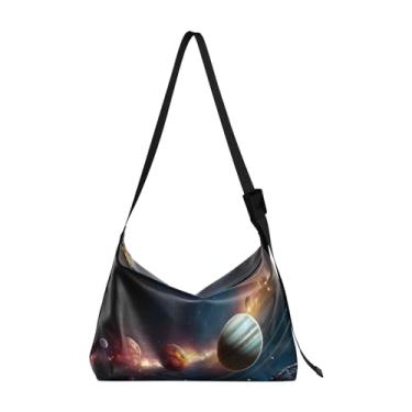 Imagem de Bolsa tiracolo de couro sintético pintada à mão, bolsa tiracolo de couro, bolsa tiracolo de couro masculina, Planets System-2, One Size