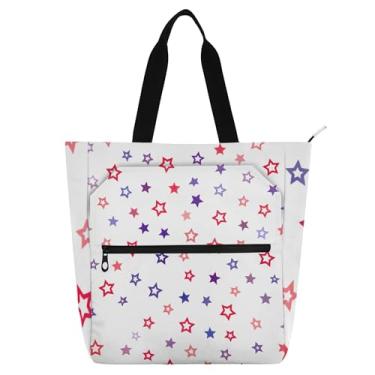 Imagem de GAIGEO Bolsas femininas brancas vermelhas azuis para trabalho, lona, praia, escola, bolsas médias com compartimentos