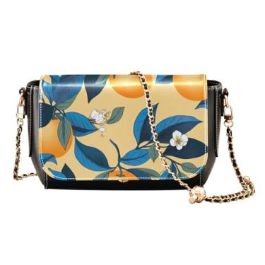 Imagem de Bolsa tiracolo feminina de couro flutuante e coberta de bola de futebol com corrente dourada, Laranja azul ramo laranja-5, One Size