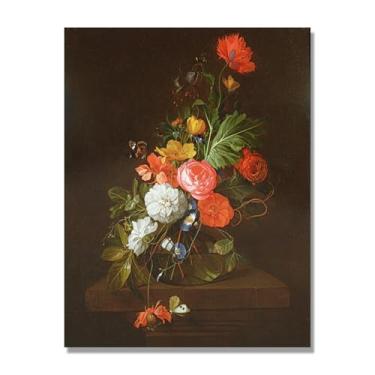 Imagem de NHLDZYH Flores clássicas ainda vida em tela retro buquê de flores pinturas estilo country decoração de parede para cozinha e sala de estar. B55. 40 x 50 cm apenas tela