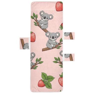 Imagem de Lindas capas de toalha de cadeira de espreguiçadeira rosa coalas morangos para praia, piscina, espreguiçadeira, 216 x 76 cm
