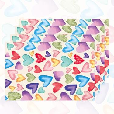 Imagem de Jogo americano de dia dos namorados, descartável, decorativo, coração, papel, mesa de jantar, para dia dos namorados, casamento, aniversário, cozinha, decoração de jantar (pacote com 30)