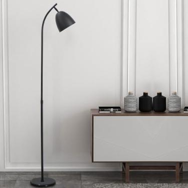 Imagem de Luminária de chão com cabeça ajustável em 350°, estilo clássico preto, minimalista nórdico, vertical, para leitura em ambientes internos, luminária de chão decorativa para sala de estar e qu