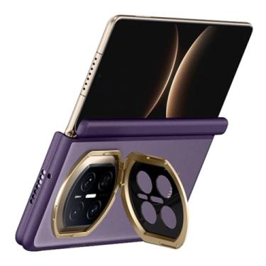 Imagem de POYUFRG Capa fina para Huawei Mate X7, capa de telefone translúcida fosca com proteção de dobradiça com cobertura de suporte de lente de metal, roxa, Mate X7