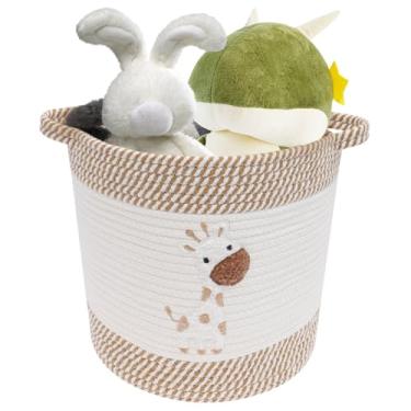 Imagem de Cestas de armazenamento de brinquedos, cesta de armazenamento de corda de algodão, cestas de cobertor de 29 x 29 cm para sala de estar, organizador de brinquedos com decoração de bordado, cesto de