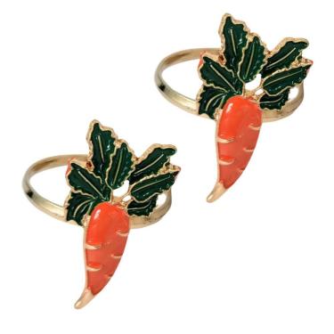 Imagem de Kit 2 Anel Porta Guardanapo Cenoura Mesa Posta Pascoa