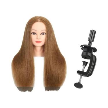 Imagem de Cabeça De Manequim Profissional 100% Cabelo Humano Para Treinamento De