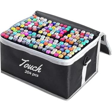 Imagem de Estojo Caneta Marcador Touch para Colorir Desenho Boobie Goods Profissional, Ponta Dupla, Codificados por Cores, Caixa de Bônus marcadores artisticos, Canetinha Coloridas para Boobie Goods (204 Cores)