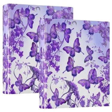 Imagem de Fichários personalizados com 3 anéis roxos e azuis de 3 cm comporta 200 folhas, 3 pastas de anel redondo, 31,5 x 27 x 6 cm, 1 pacote