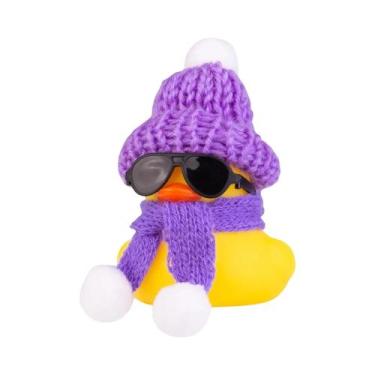 Imagem de Enfeite De Carro Pato De Borracha De Inverno Com Mini Chapéu E Cacheco