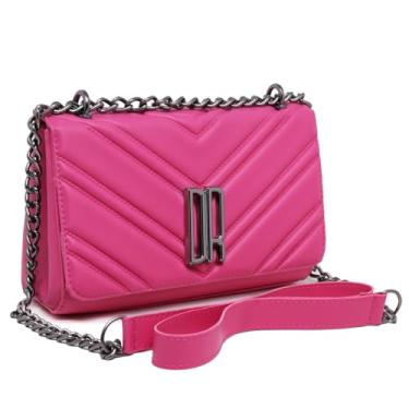 Imagem de Bolsa Feminina de Couro Sintético Preta, Alça de Corrente, Design em V com Fecho Metálico (Cor vermelha)