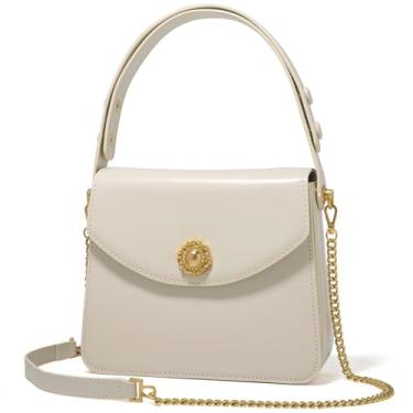 Imagem de LA FESTIN Bolsa de ombro feminina de couro quadrada com alça ajustável, Branco